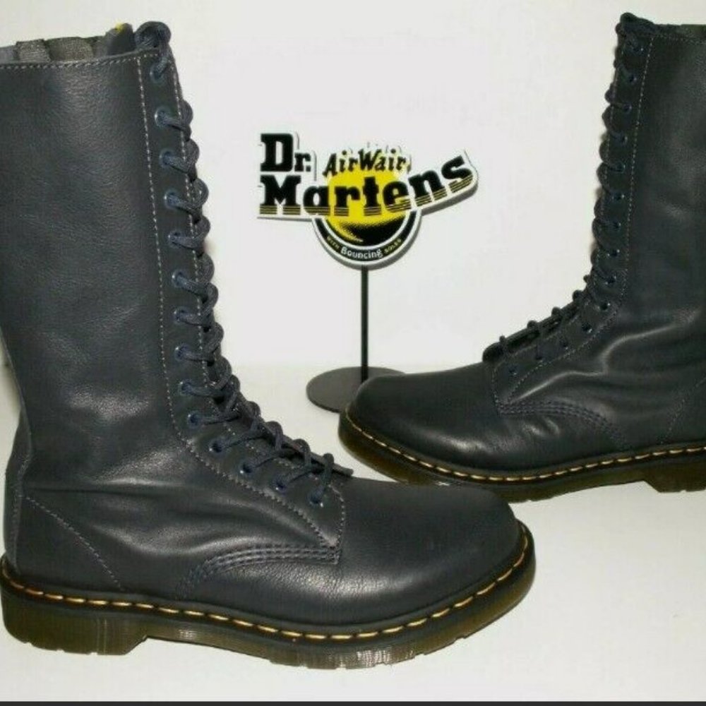 Dr Doc Martens Boots Blue Mid-Calf Zip Ladies US 11 UK 9 EU 43 Used Condition A+